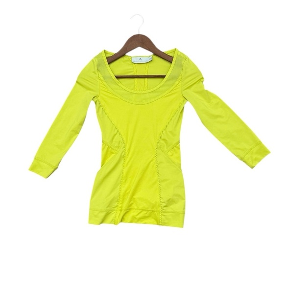 Adidas X Stella McCartney Neon Yellow Mesh Detail Top Size XSmall - Picture 1 of 8